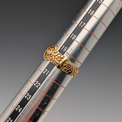 1890年 英國古董 K18黃金 皮帶設計戒指 4.5g(20號) 戒指